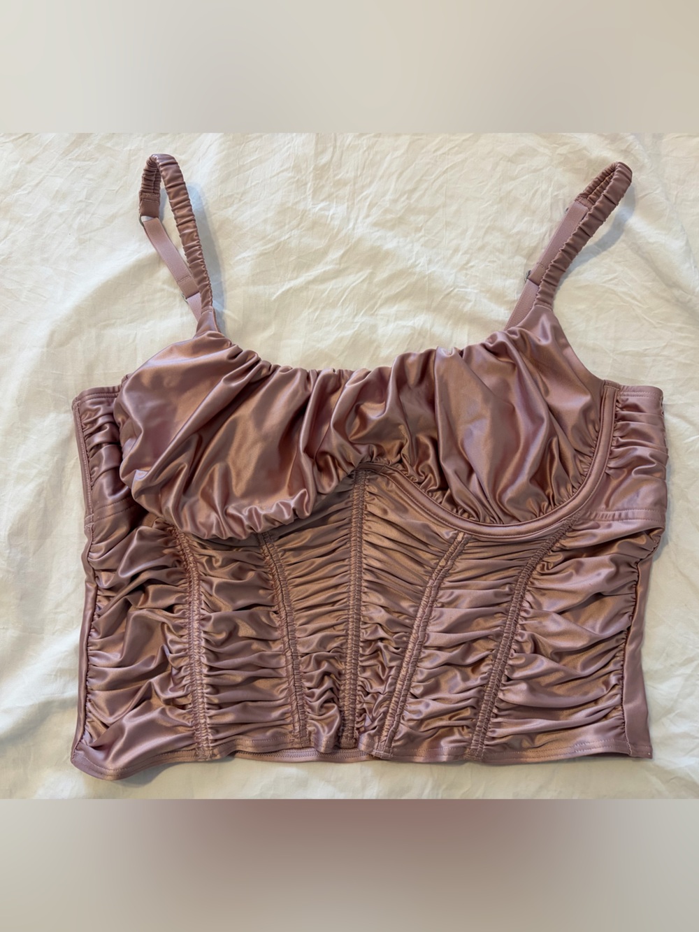 Gilly Hicks Ruched Satin Bustier Pink Hollister Size Large Corset Going Out
